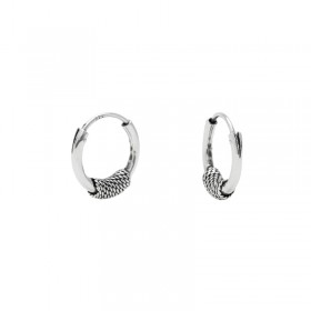 Boucles d'oreilles Mini Créoles Argent vieilli - Anneaux striés 1,4 cm CANYON