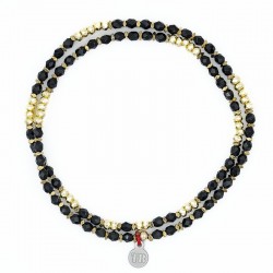 Collier & Bracelet élastique CARO GOLD NOIR 2 tours - Cristaux & Hématites  - TÊTES BLONDES
