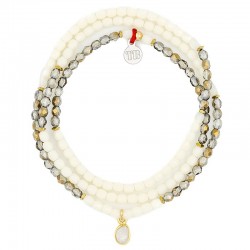 Collier & Bracelet 3 tours INTUITIV - Cristaux & Jade blanc - TÊTES BLONDES
