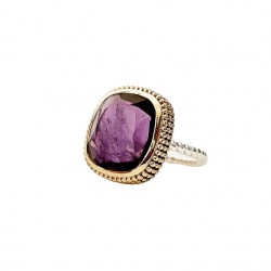 Bague argent doré ethnique SAONA - Améthyste carrée CANYON