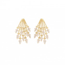 Boucles d'oreilles pendantes QUEEN PUCE FLAMME dorées - Panache & Cristaux - Julie Sion