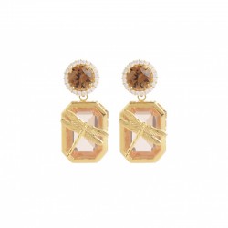 Boucles d'oreilles pendantes NOUGAT LIBELLULE - Cristaux & Libellule - Julie Sion