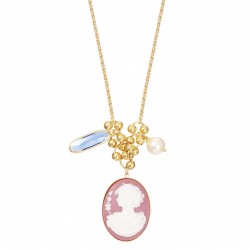Collier sautoir VERSAILLES Violet - Cristal & Camée Profil blanc - Julie Sion