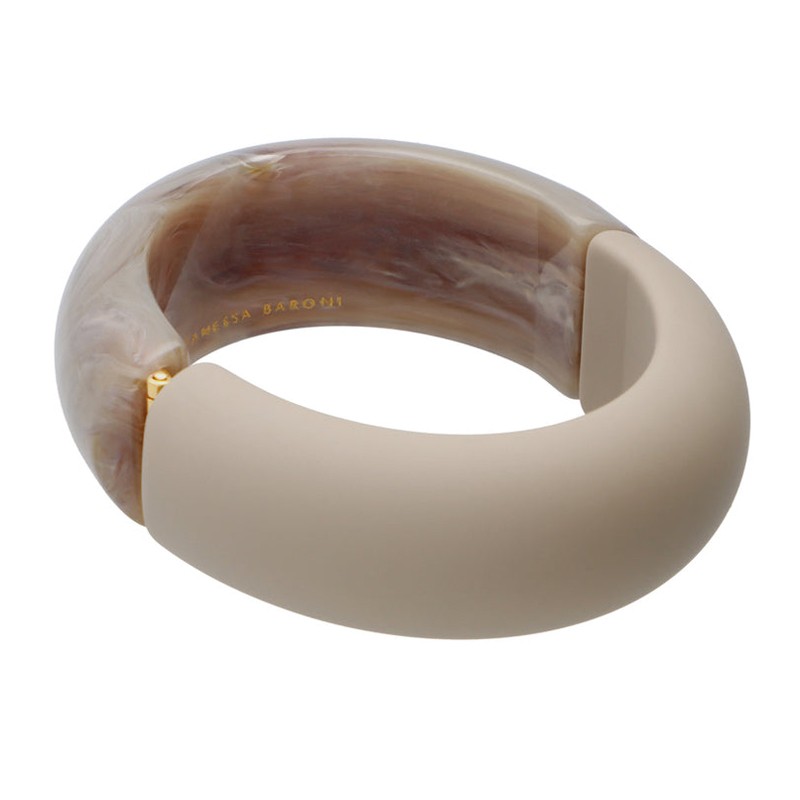 Bracelet Jonc Ovale BANGLE GREIGE MARBLE - Matt light taupe, beige & taupe - VANESSA BARONI