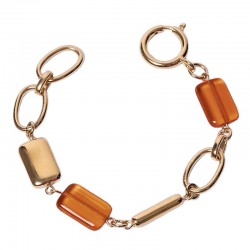 Bracelet gourmette NEMO BRUN doré - Anneaux & Perles de verre marron chic alors