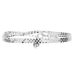 Bracelet fin TRIPLE TOURS Argent & Triple petite maille rock - DORIANE Bijoux