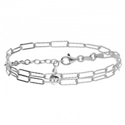Bracelet gourmette PORTICCIO en Argent & Maille rectangle ciselée - DORIANE Bijoux