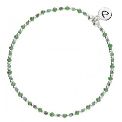 Bracelet fin élastiqué GRAIN DE FOLIE argent - Miyukis vert turquoise - DORIANE Bijoux