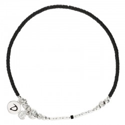 Bracelet fin élastiqué COCKTAIL argent - Miyukis noires & Perle zircon blanc - DORIANE Bijoux