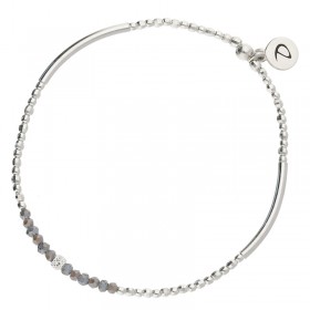 Bracelet fin élastiqué FLIRTING argent - Perles grises & Perle scintillante - DORIANE Bijoux