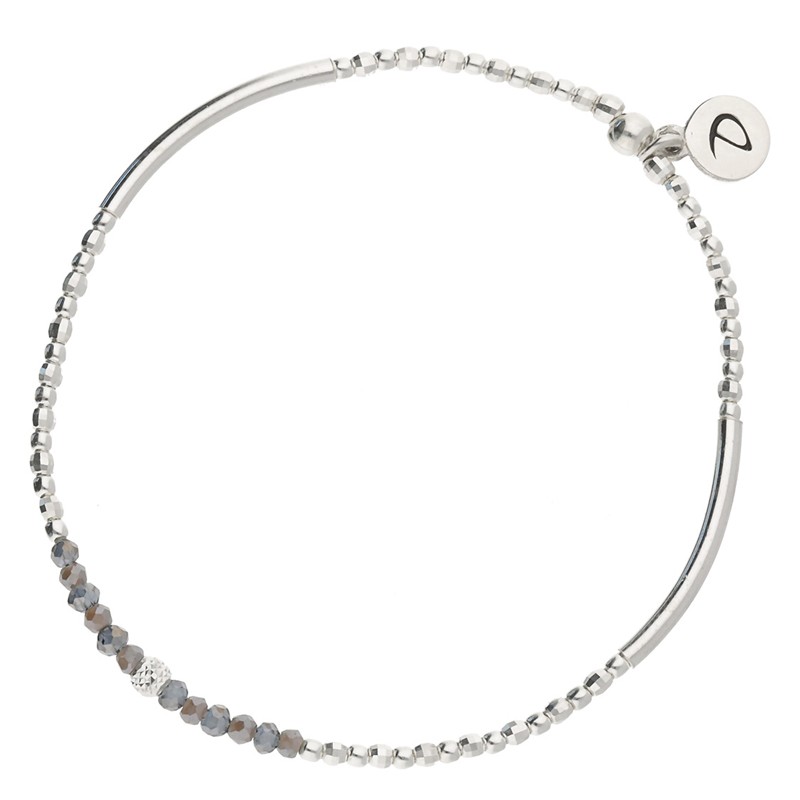 Bracelet fin élastiqué FLIRTING argent - Perles grises & Perle scintillante - DORIANE Bijoux Bracelet fin élastiqué FLIRTING argent - Perles grises & Perle scintillante - DORIANE Bijoux