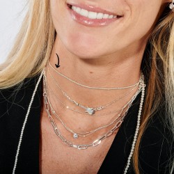 Bracelet élastique boules 7 tours en Argent - Le Doriane TAILLE L