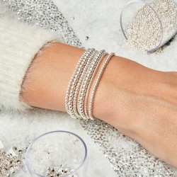 Bracelet élastique boules 7 tours en Argent - Le Doriane TAILLE L