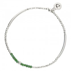 Bracelet fin élastiqué FLIRTING argent - Perles vertes & Perle scintillante - DORIANE Bijoux