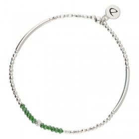 Bracelet fin élastiqué FLIRTING argent - Perles vertes & Perle scintillante - DORIANE Bijoux