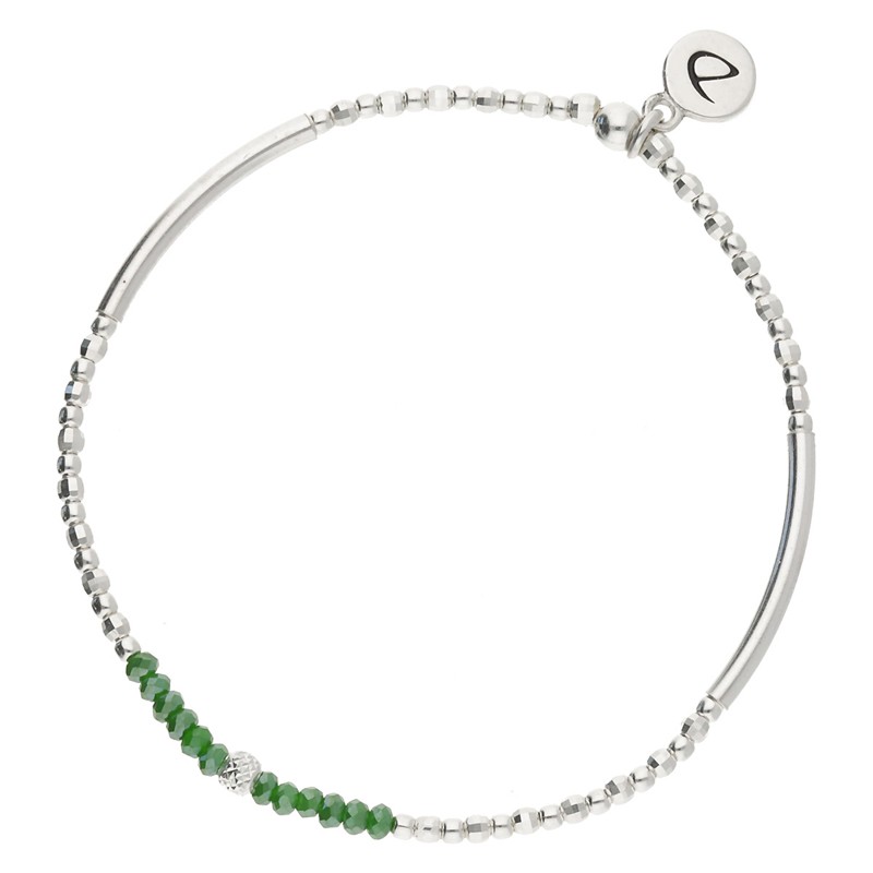 Bracelet fin élastiqué FLIRTING argent - Perles vertes & Perle scintillante - DORIANE Bijoux Bracelet fin élastiqué FLIRTING argent - Perles vertes & Perle scintillante - DORIANE Bijoux