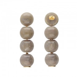 Boucles d'oreilles SMALL BEADS Earring Greige Marble - Perles beige marbré