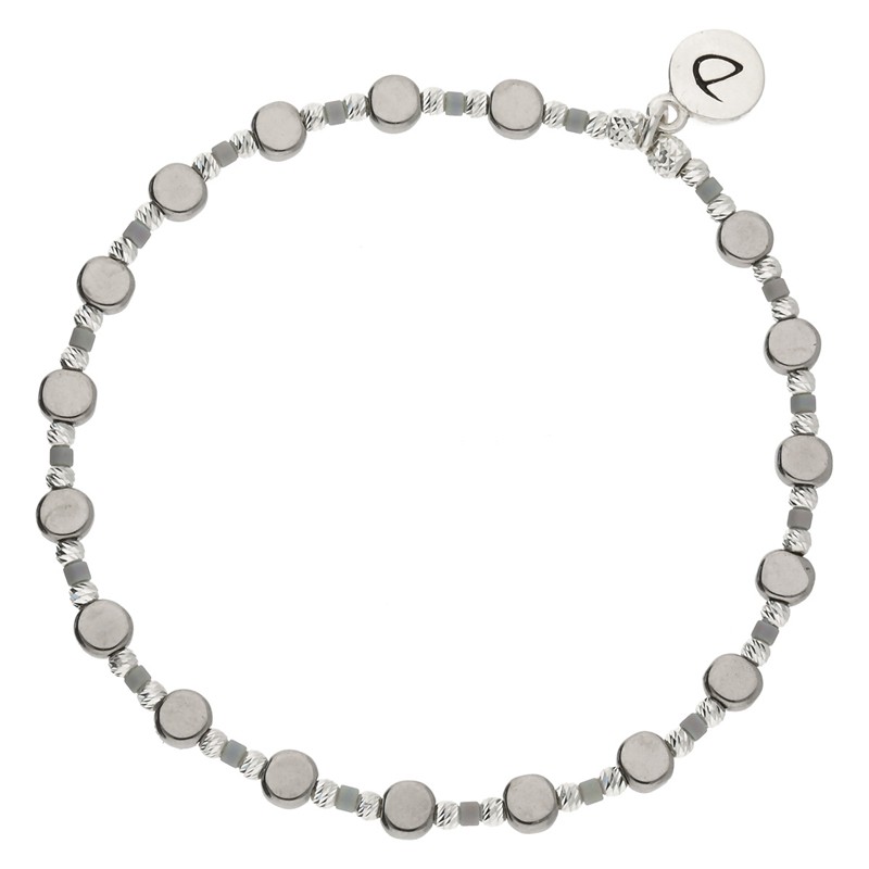 Bracelet fin élastiqué en Argent - Miyukis rock grises & Hématites grises - DORIANE Bijoux Bracelet fin élastiqué en Argent - Miyukis rock grises & Hématites grises - DORIANE Bijoux