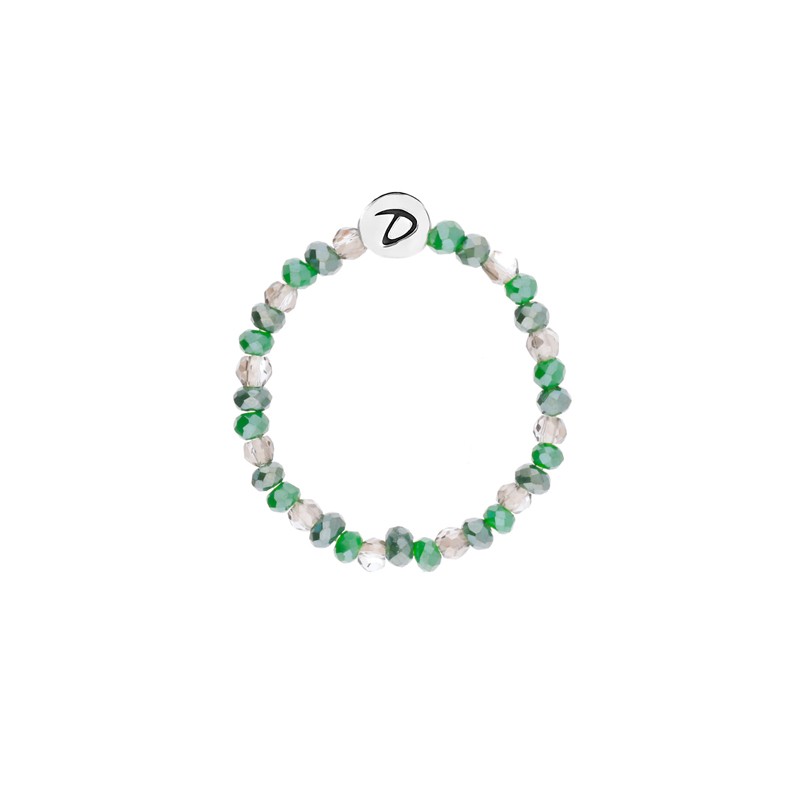 Bague fine élastique en Argent Perles vert kaki - MATALA - DORIANE Bijoux