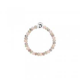 Bague fine élastique en Argent Perles beige gris rose  - MATALA - DORIANE Bijoux