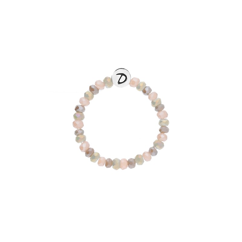 Bague fine élastique en Argent Perles beige gris rose  - MATALA - DORIANE Bijoux
