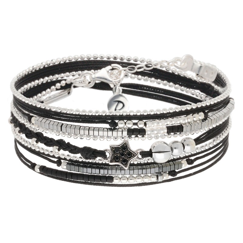 Bracelet 3 TOURS POSITANO Argent - Cordons, perles & Etoile - DORIANE Bijoux