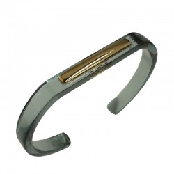 Bracelet Jonc DEEP BLUE - Résine bleu gris & Décor Barrette dorée LUCAS JACK