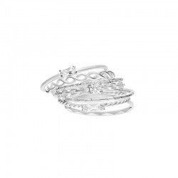 Bague fine Multi-Anneaux Zircons en Argent - SANTA MONICA TAILLE 54