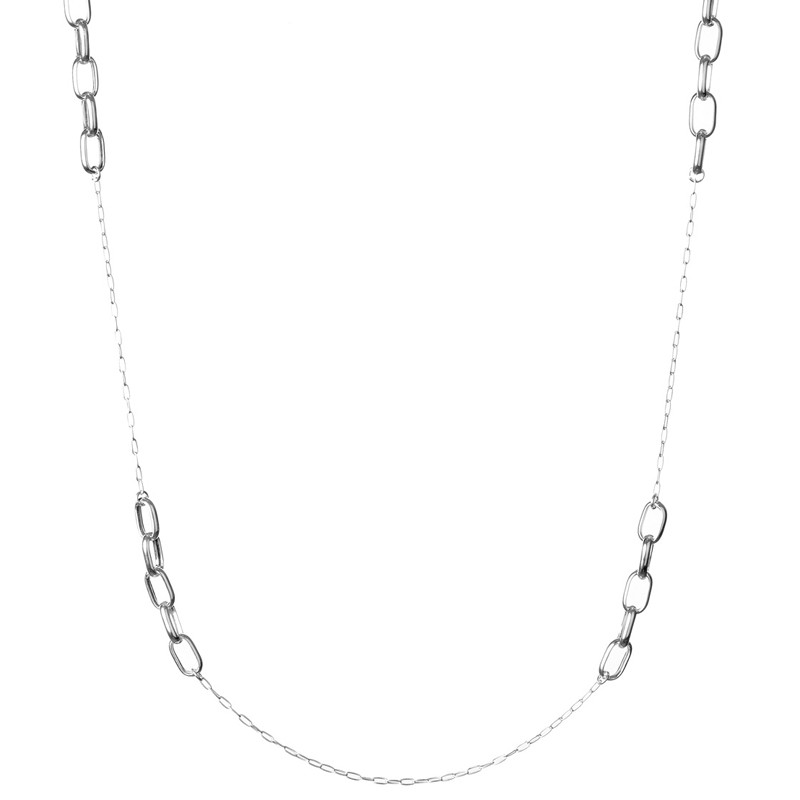 Collier sautoir en Argent 100 cm - Chaîne fine & Mailles rectangles - DORIANE Bijoux Collier sautoir en Argent 100 cm - Chaîne fine & Mailles rectangles - DORIANE Bijoux