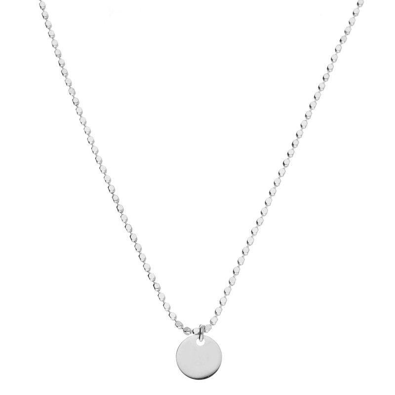 Collier court en Argent 38 cm - Chaîne Mailles rock & Pastille - DORIANE Bijoux