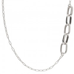 Collier sautoir Chaîne Argent - Maillons fins & gros maillons rectangles