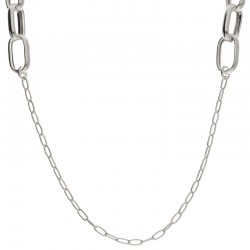 Collier sautoir Chaîne Argent - Maillons fins & gros maillons rectangles
