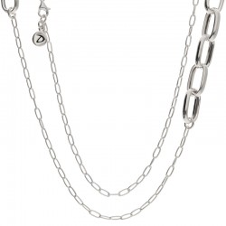Collier sautoir Chaîne Argent - Maillons fins & gros maillons rectangles