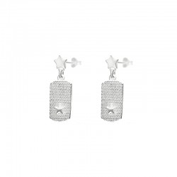Boucles d'oreilles Pendantes Argent - Plaque pointillée & Etoile - DORIANE Bijoux