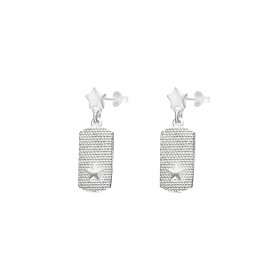 Boucles d'oreilles Pendantes Argent - Plaque pointillée & Etoile - DORIANE Bijoux