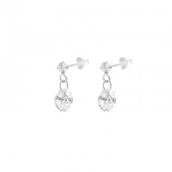 Boucles d'oreilles Pendantes Argent & Zircons blancs ronds - DORIANE Bijoux