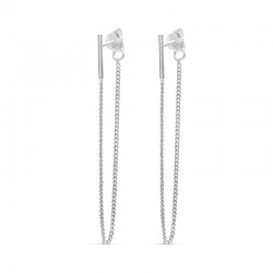 Boucles d'oreilles Pendantes Argent - Longue chaîne fine & Tige - DORIANE Bijoux