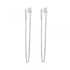 Boucles d'oreilles Pendantes Argent - Longue chaîne fine & Tige - DORIANE Bijoux