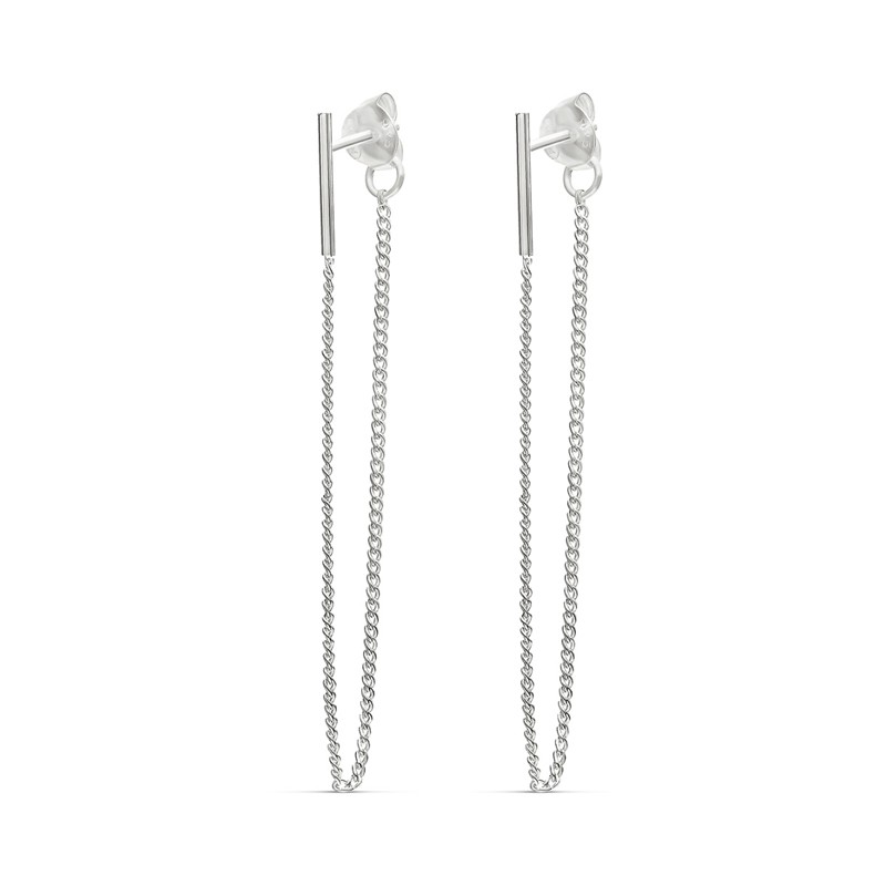 Boucles d'oreilles Pendantes Argent - Longue chaîne fine & Tige - DORIANE Bijoux Boucles d'oreilles Pendantes Argent - Longue chaîne fine & Tige - DORIANE Bijoux