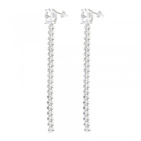 Boucles d'oreilles Pendantes Argent - Zircon ovale & Chaîne scintillante - DORIANE Bijoux