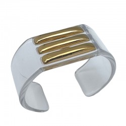 Bracelet Jonc manchette CLEAR - Résine translucide & Barrettes dorées LUCAS JACK