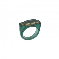 Bague DEEP BLUE Résine verte translucide - Cabochon bleu doré LUCAS JACK LONDON