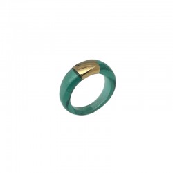 Bague DEEP GREEN Résine verte - Cabochon trapèze doré - Lucas Jack