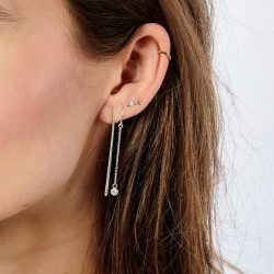 Boucles d'oreilles Pendantes Argent - Longue chaîne fine & Tige