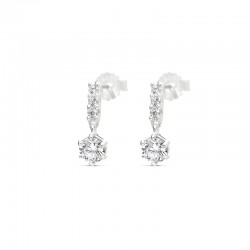 Boucles d'oreilles Argent - Tige 3 oxydes & Pendentif oxyde octogonal