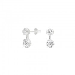 Boucles d'oreilles Puces pendantes Argent - 2 oxydes ronds