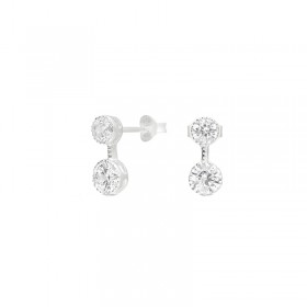 Boucles d'oreilles Puces pendantes Argent - 2 oxydes ronds
