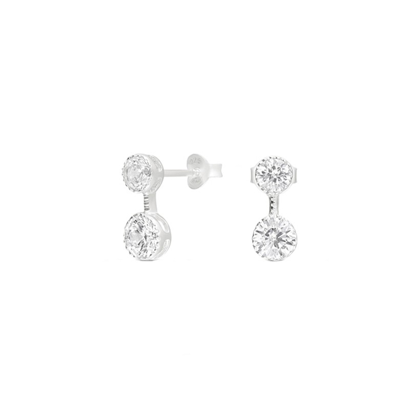 Boucles d'oreilles Puces pendantes Argent - 2 oxydes ronds Boucles d'oreilles Puces pendantes Argent - 2 oxydes ronds