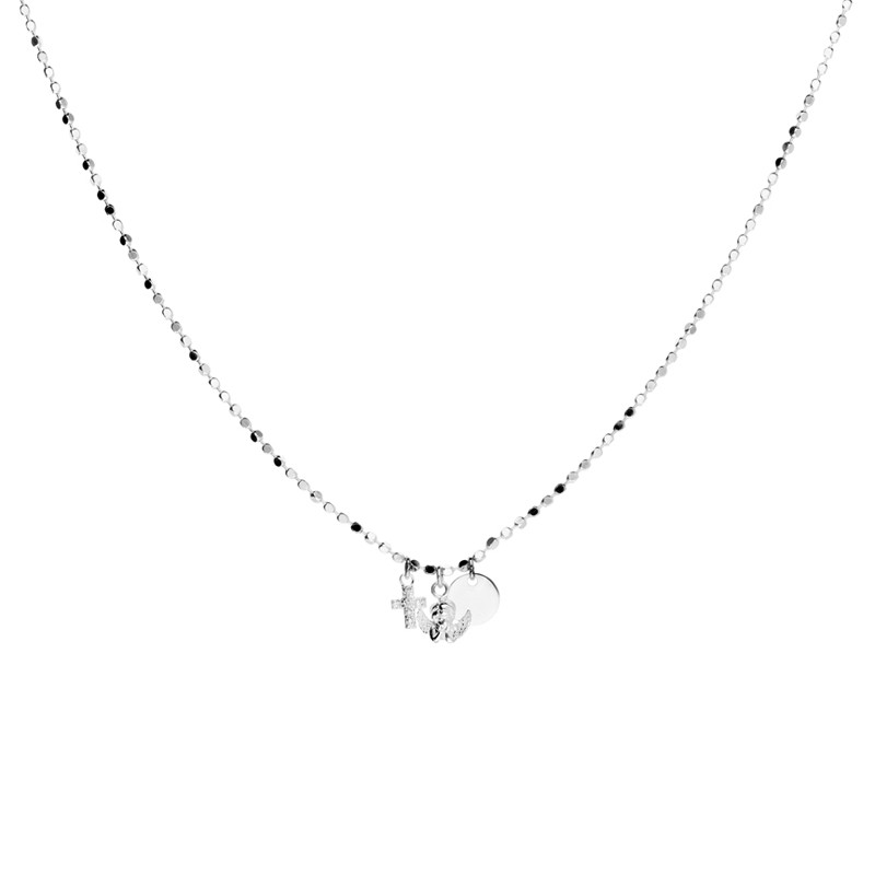 Collier Chaîne petite maille rock Argent - Ange Pastille & Croix