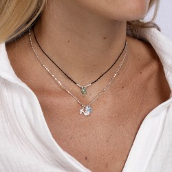 Collier court Chaîne petite maille rock Argent - Ange Pastille & Croix